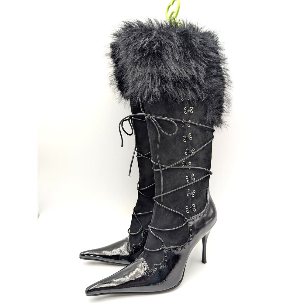 Jeffrey Campbell Verbier Pointed Toe Heel Boots Women's Black Size US10 EU40.5